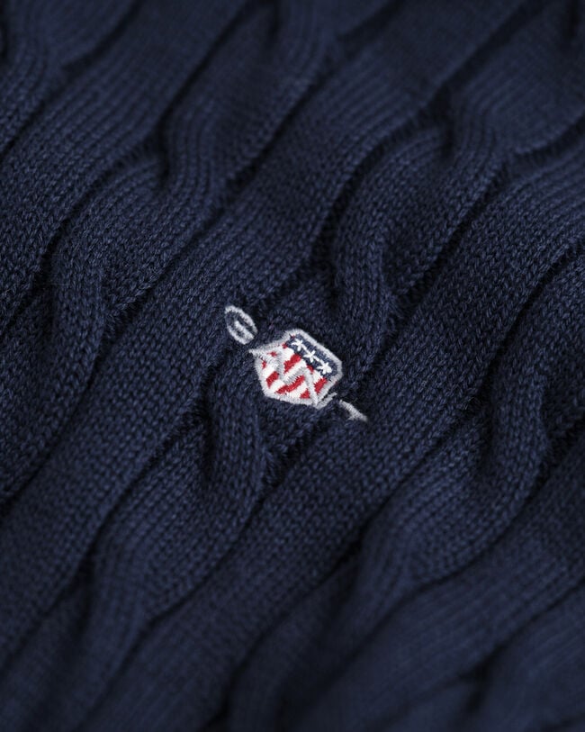 Teens Shield Zopfstrick Rundhalspullover aus Baumwolle