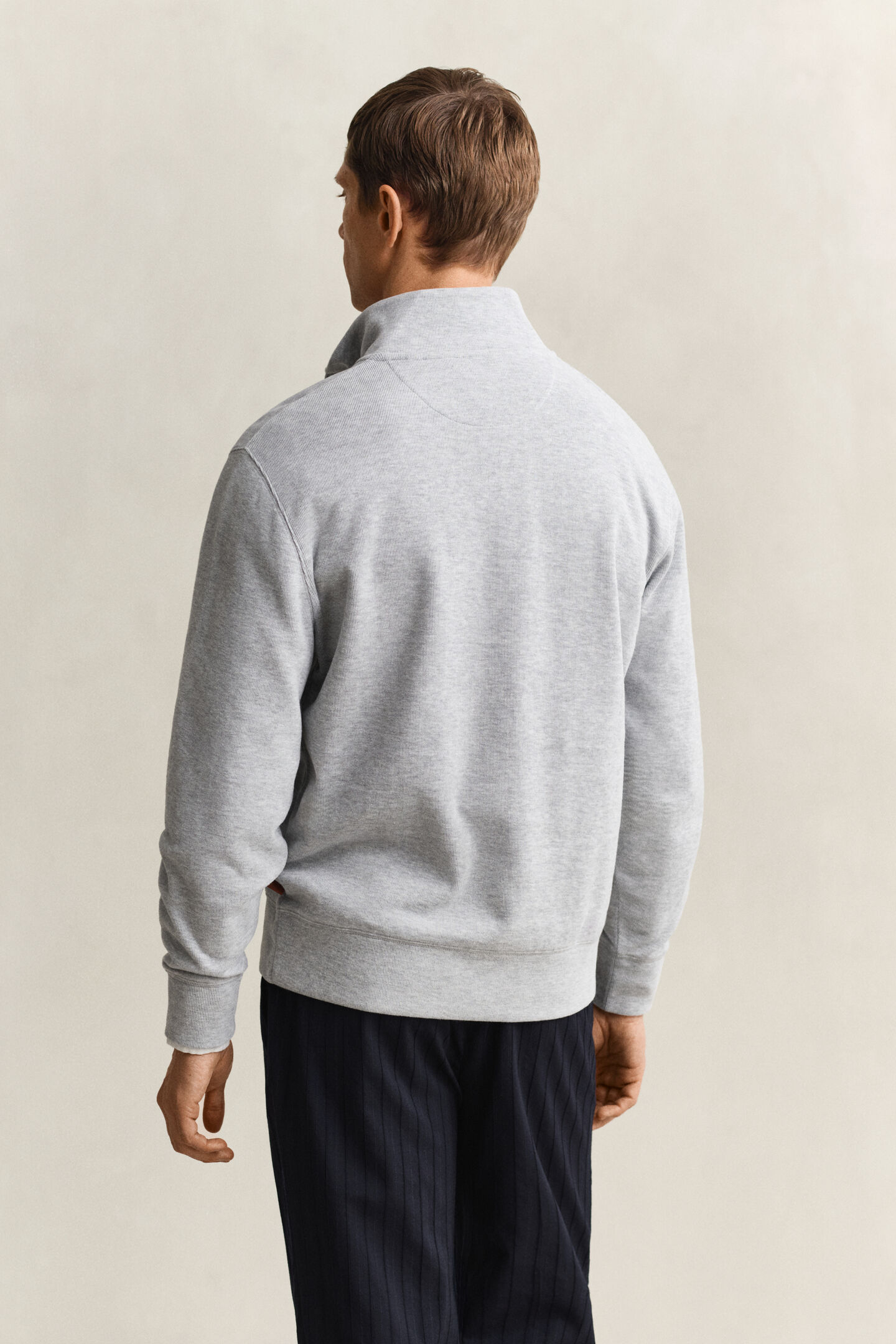 Sacker Rib Sweatshirt mit Rei&szlig;verschlusskragen