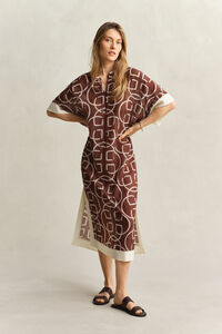 Monogram Kaftan aus Baumwoll-Seiden-Mix
