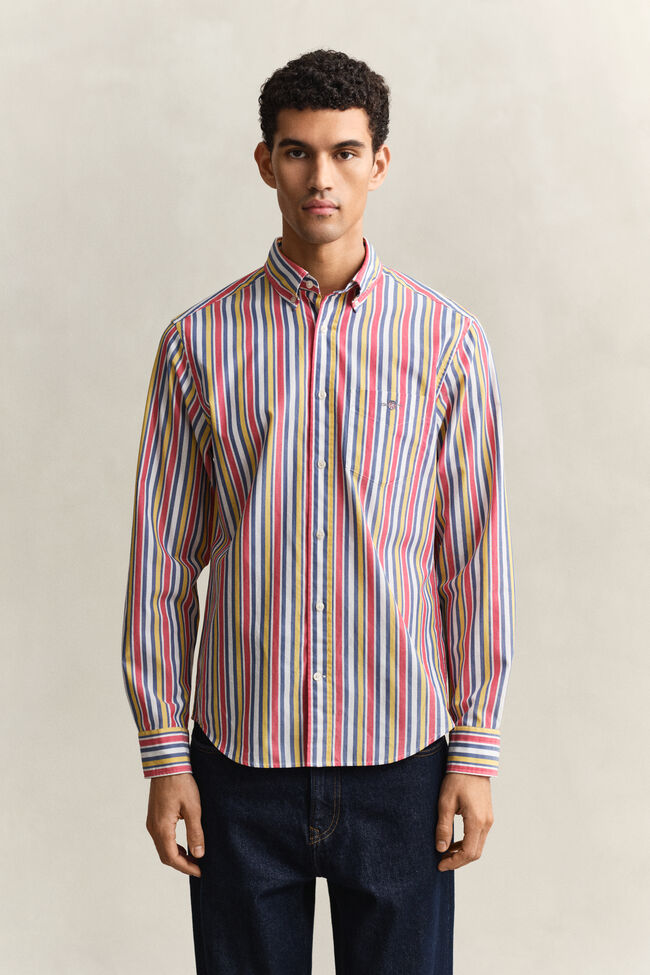 Bunt gestreiftes Popeline-Hemd