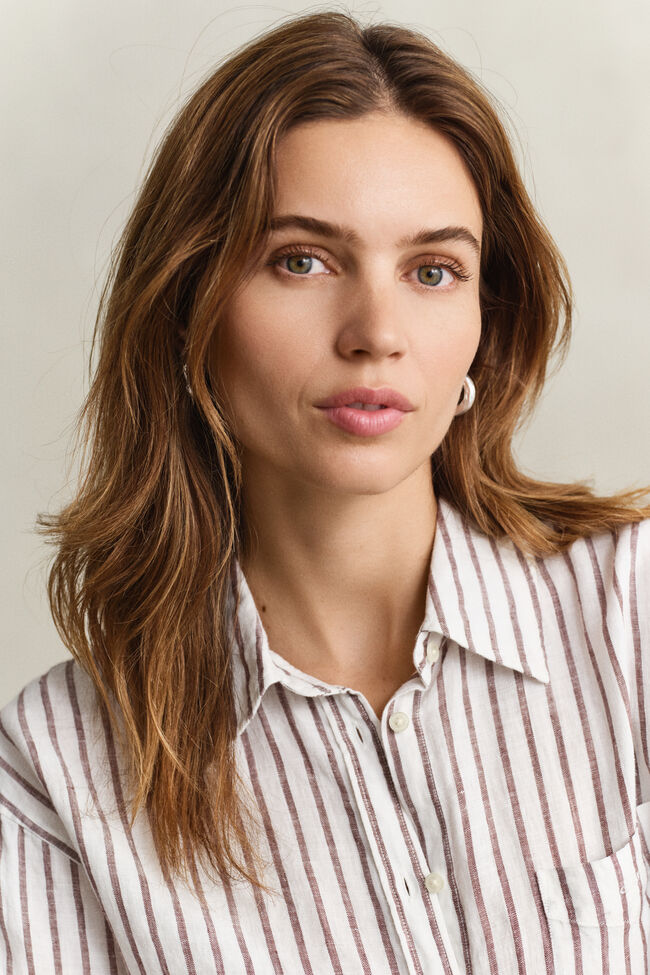 Relaxed Fit Leinen Bluse mit Streifen