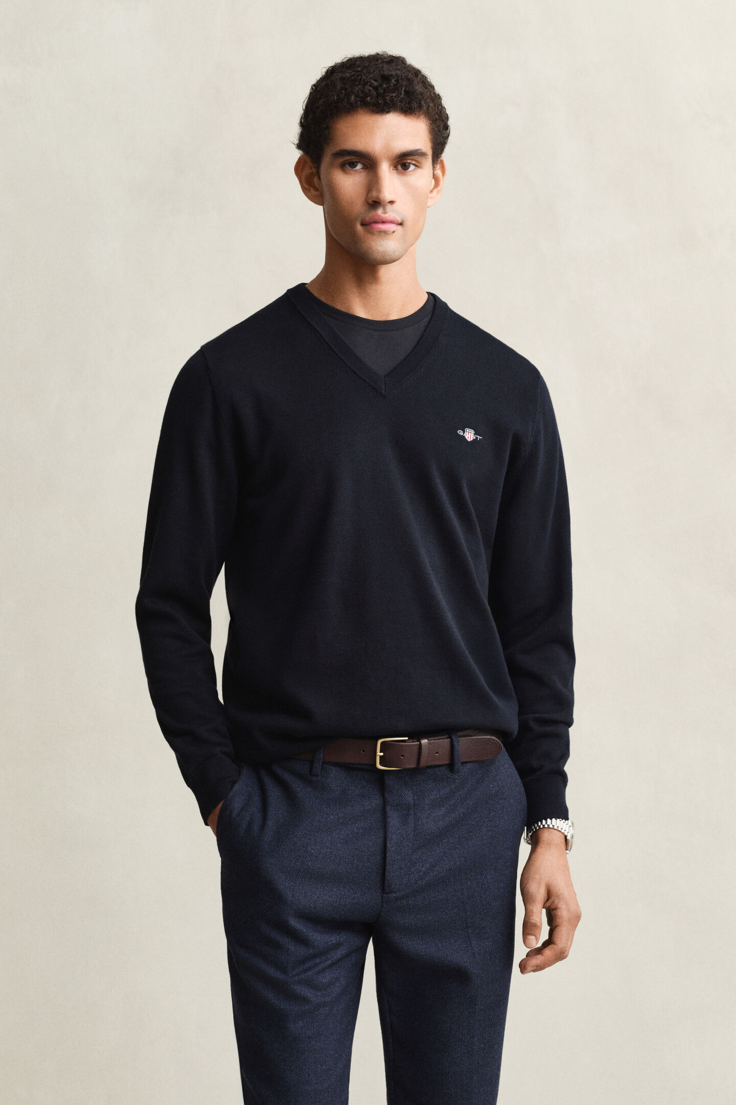 Klassischer V-Neck Pullover aus Baumwolle