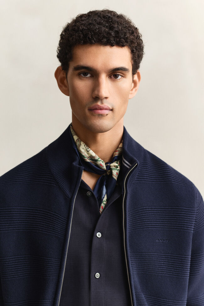 Strickjacke aus strukturierter Baumwolle mit Rei&szlig;verschluss