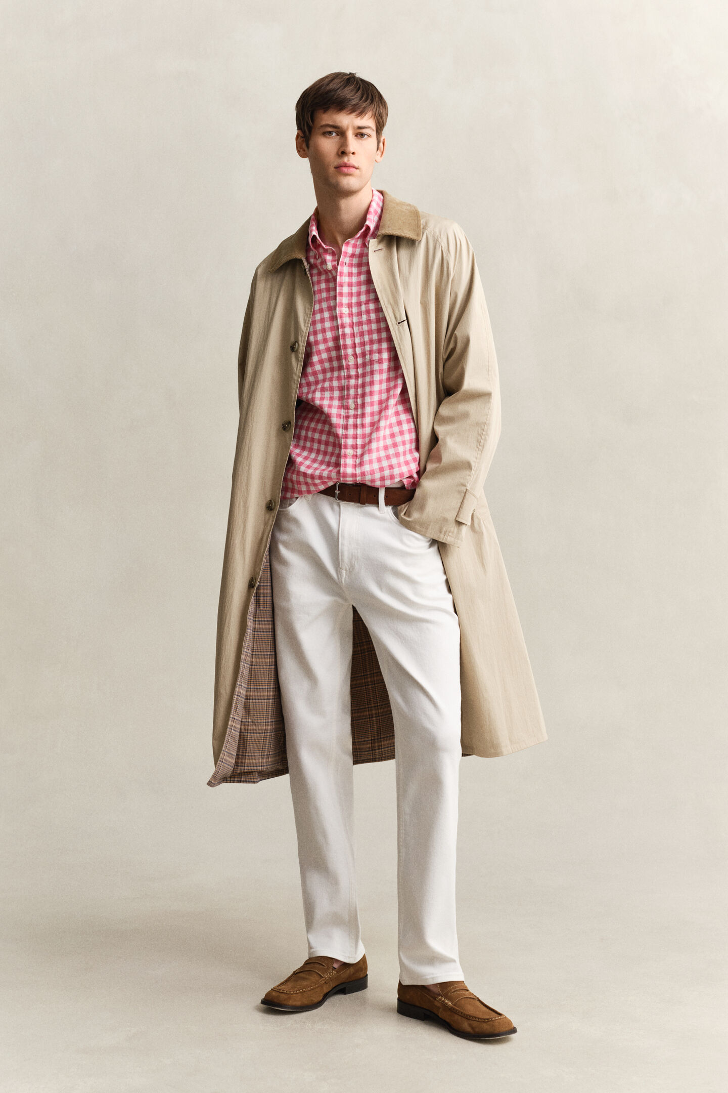 Gingham Hemd aus Leinenmix