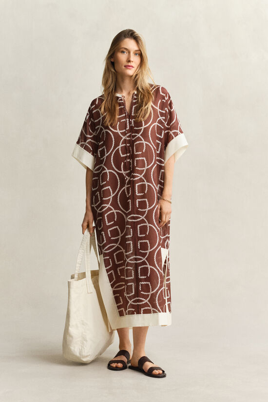 Monogram Kaftan aus Baumwoll-Seiden-Mix