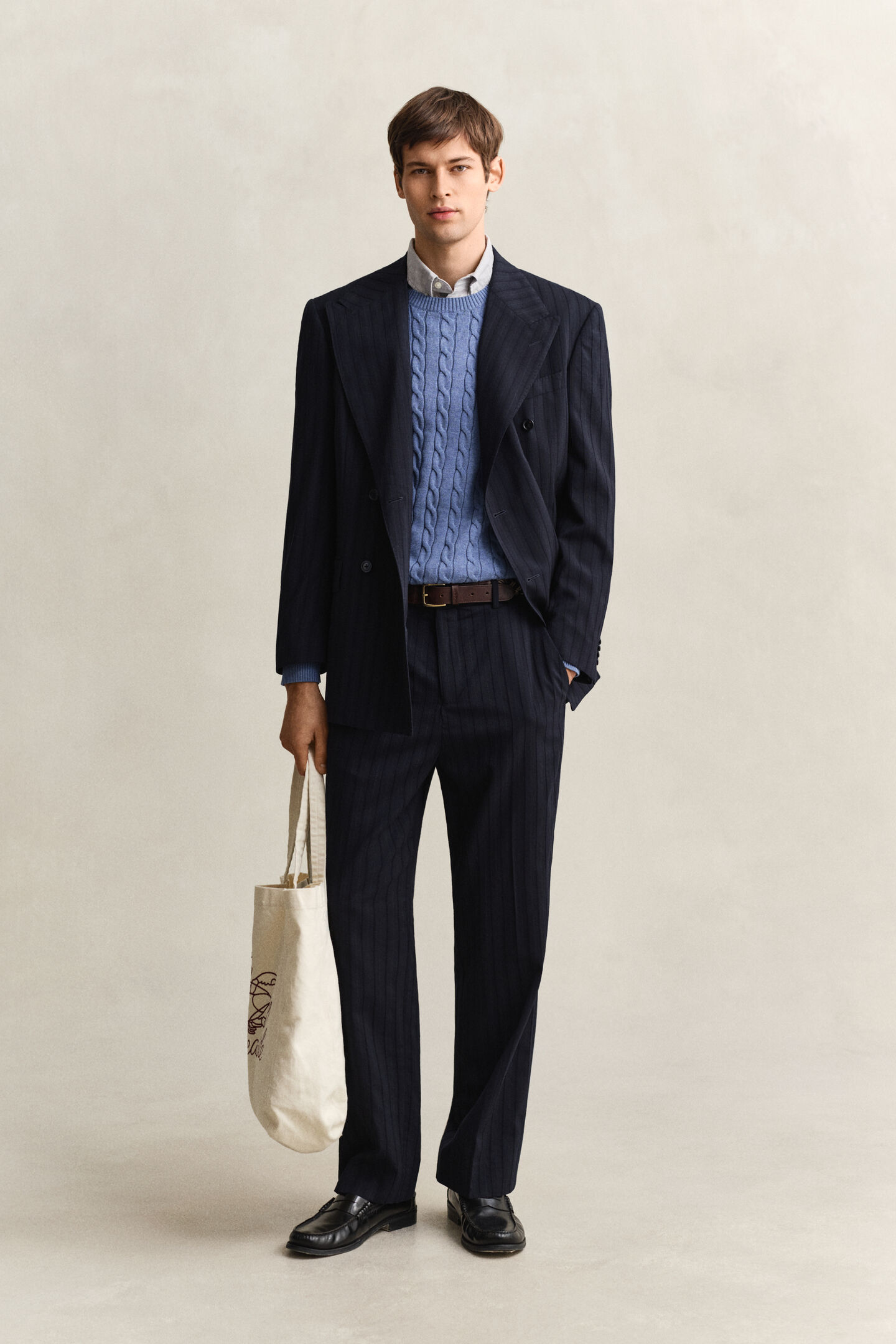 Zopfstrick Rundhalspullover aus Baumwolle