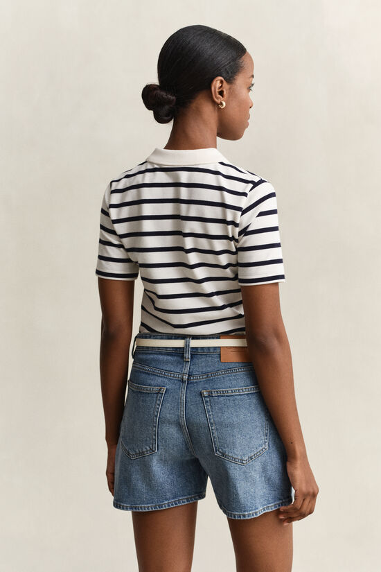 Piqu&eacute; Poloshirt mit Streifen