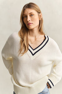 V-Neck Pullover aus Baumwolle
