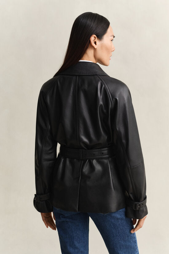 Kurzer Trenchcoat aus Leder