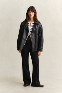 Gestreifte Zopfstrick Strickjacke