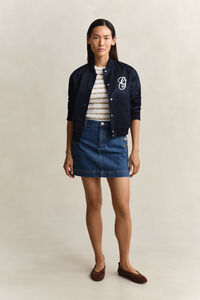 Gestreifter Zopfstrick Kurzarmpullover