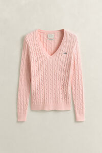 V-Neck Pullover mit Zopfmuster