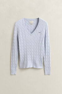 V-Neck Pullover mit Zopfmuster