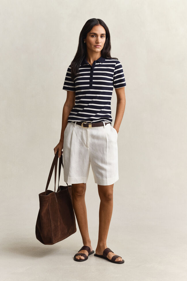 Piqu&eacute; Poloshirt mit Streifen