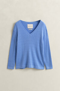 V-Neck Pullover mit Zopfmuster