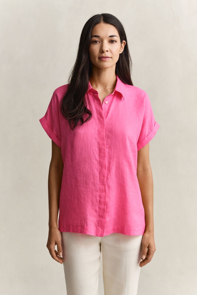 Leinenbluse mit Fl&uuml;gel&auml;rmeln