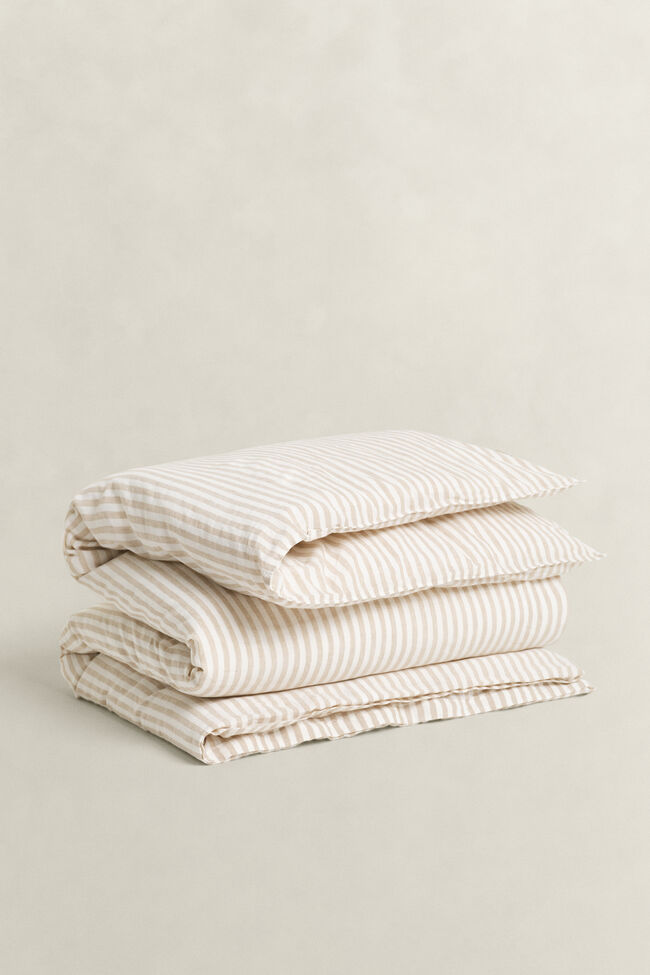 Cotton Linen Striped Doppelbettbezug