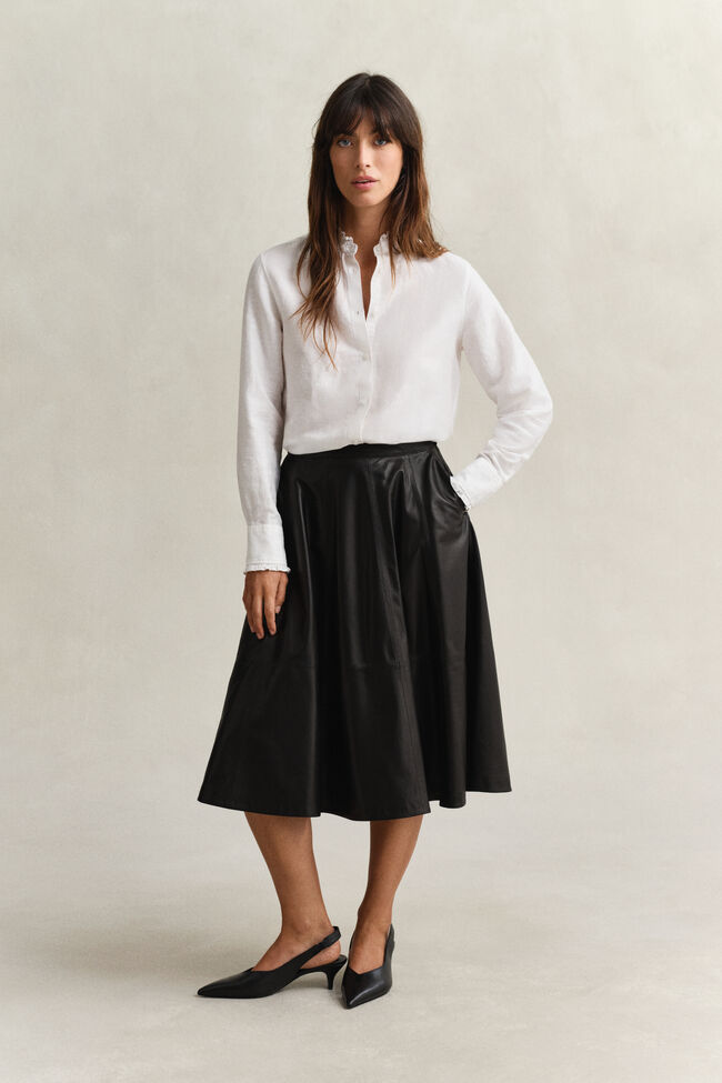 R&uuml;schenbluse aus Leinenmix