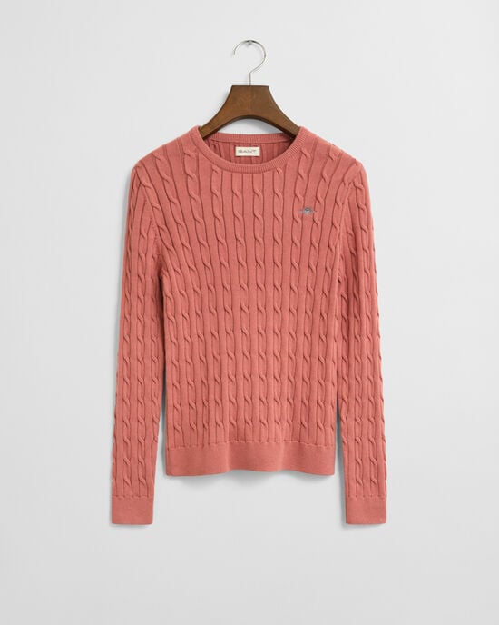 Teen Girls Zopfstrick Rundhalspullover aus Stretch-Baumwolle