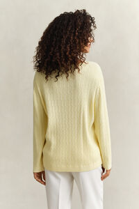 V-Neck Pullover mit Zopfmuster