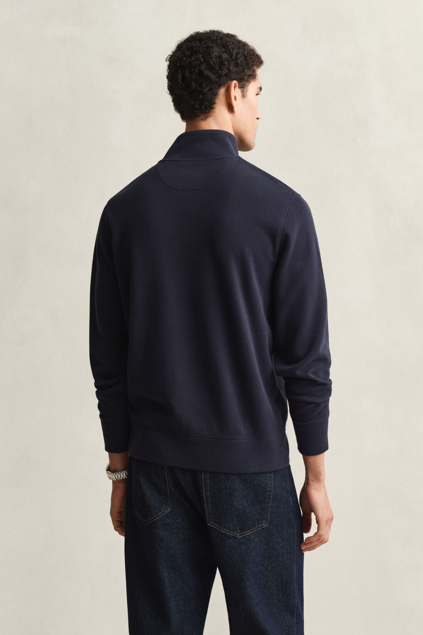 Sacker Rib Sweatshirt mit Rei&szlig;verschlusskragen