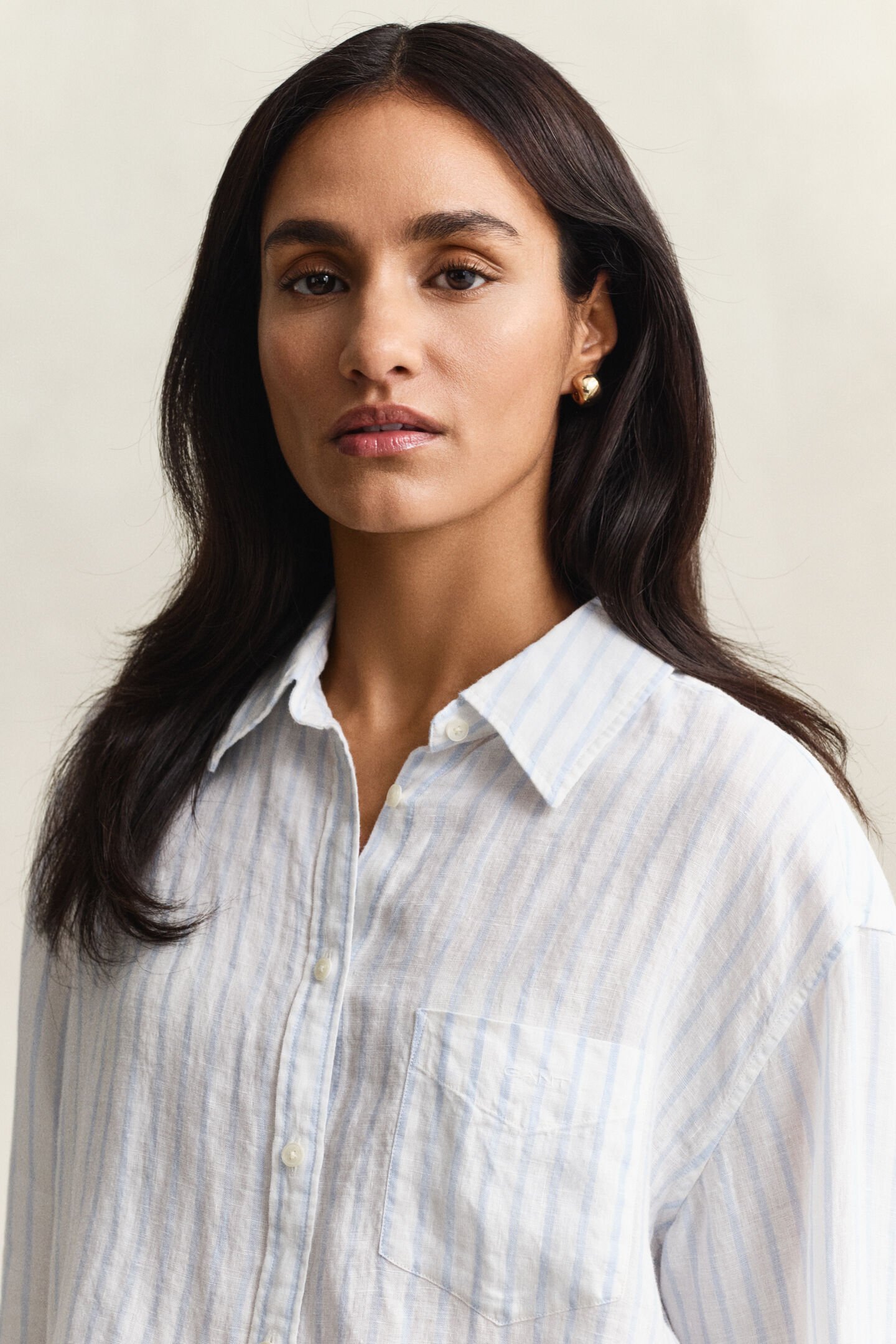 Relaxed Fit Leinen Bluse mit Streifen