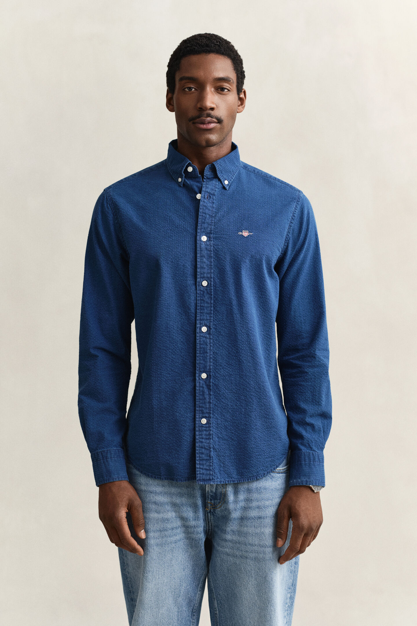 Indigo Seersucker Hemd