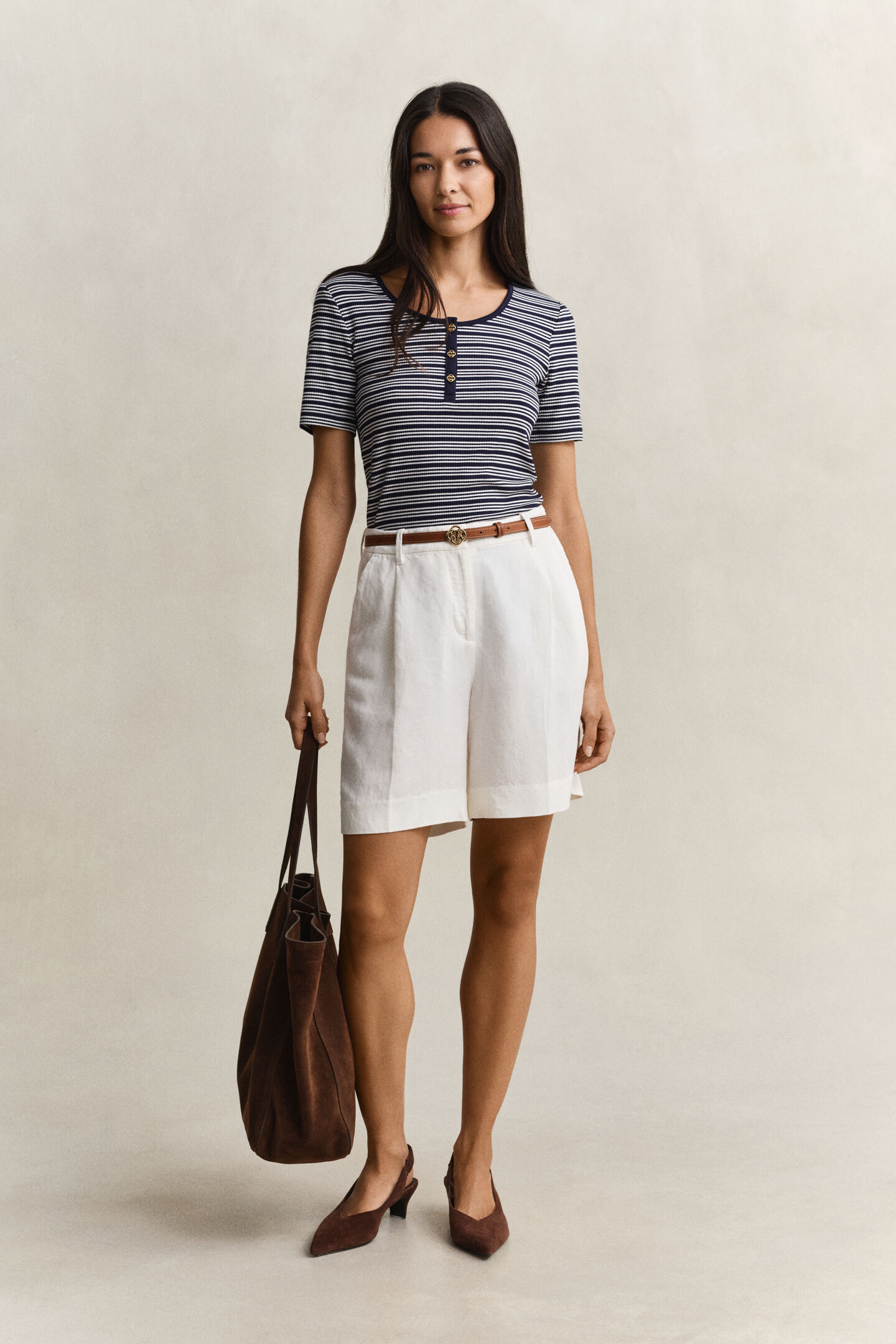 Geripptes Henley Shirt