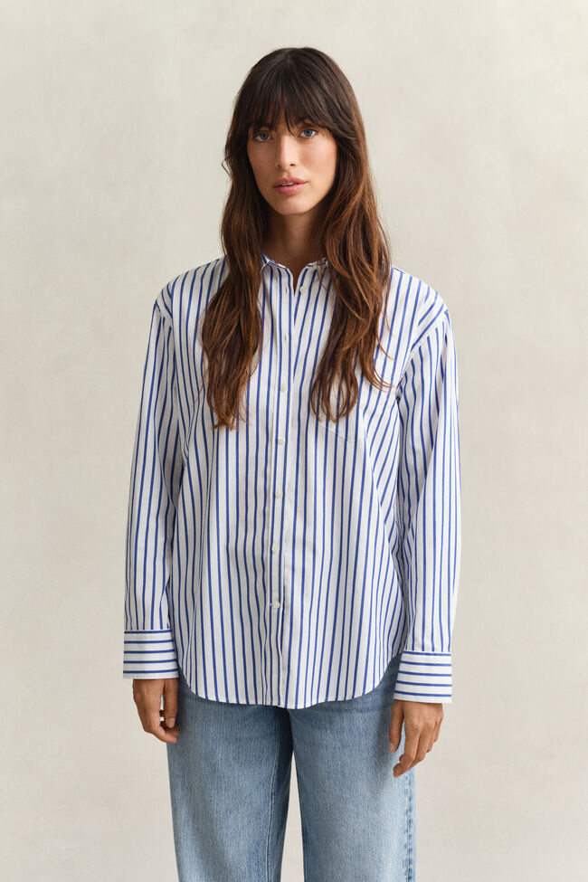 Regular Fit Classic Popeline Bluse mit Streifen