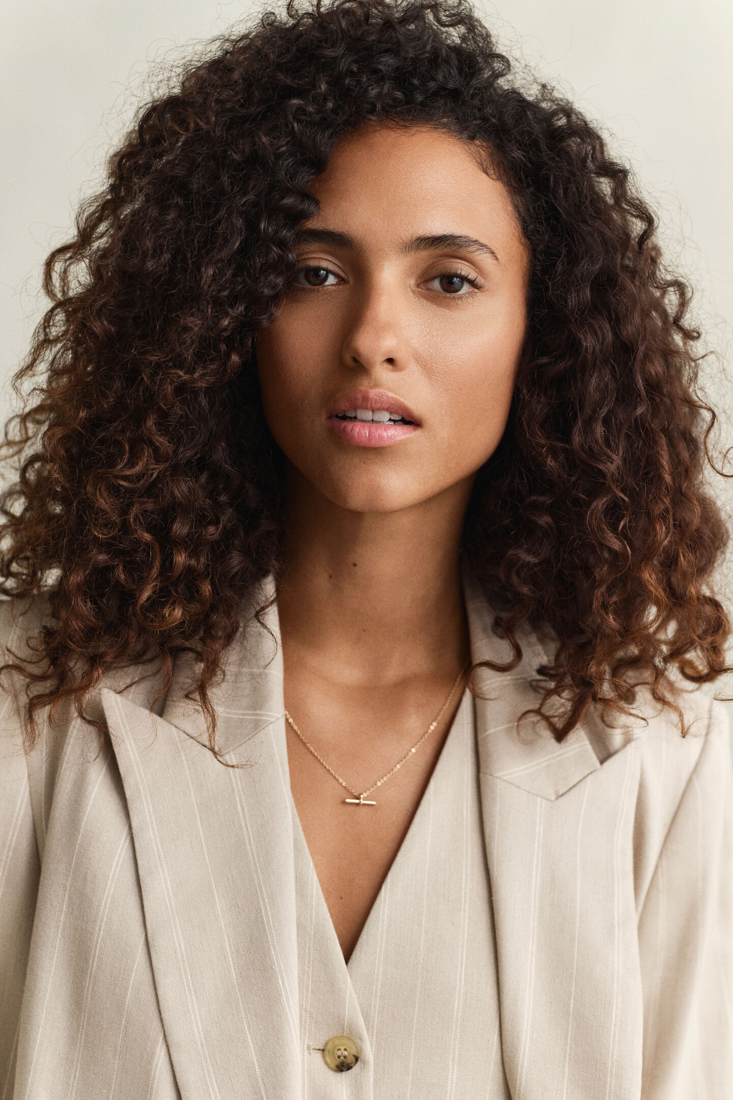 Pinstripe Blazer aus Leinenmix