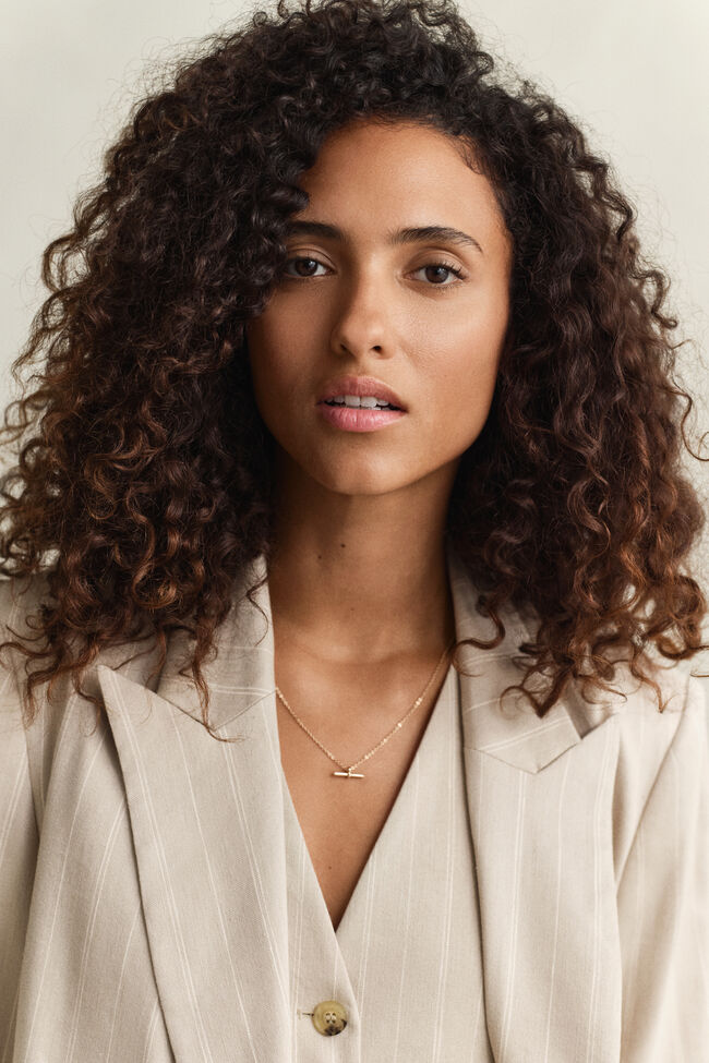 Pinstripe Blazer aus Leinenmix