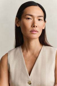 Pinstripe Weste aus Leinenmix