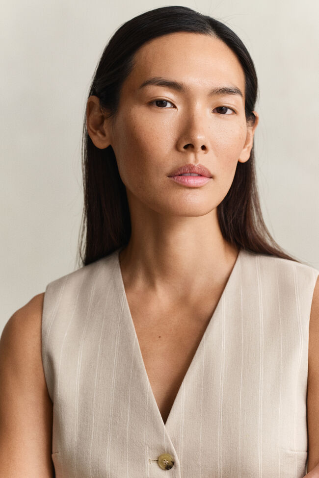 Pinstripe Weste aus Leinenmix