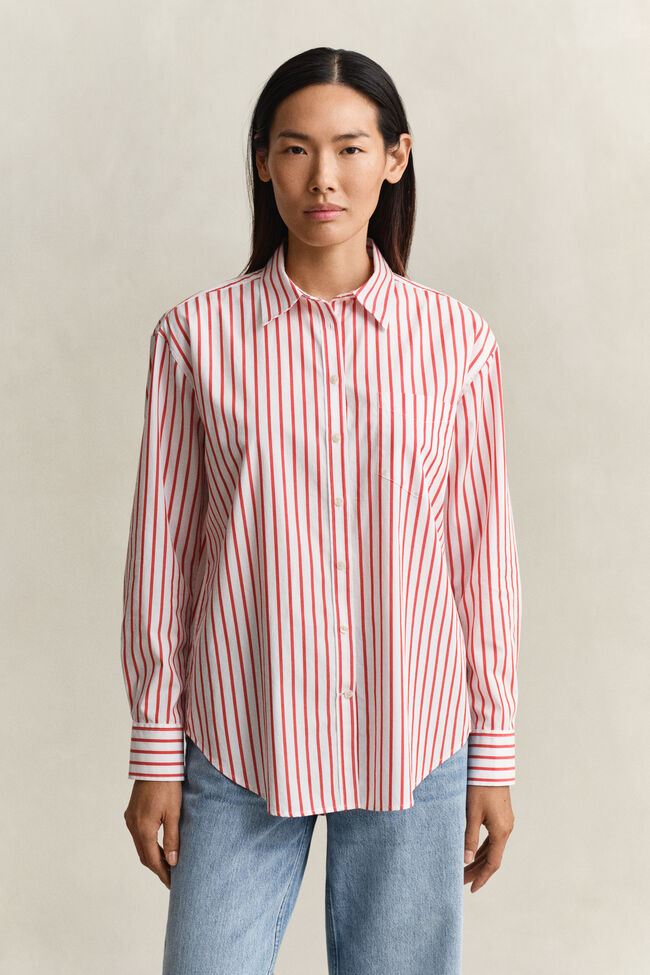 Regular Fit Classic Popeline Bluse mit Streifen