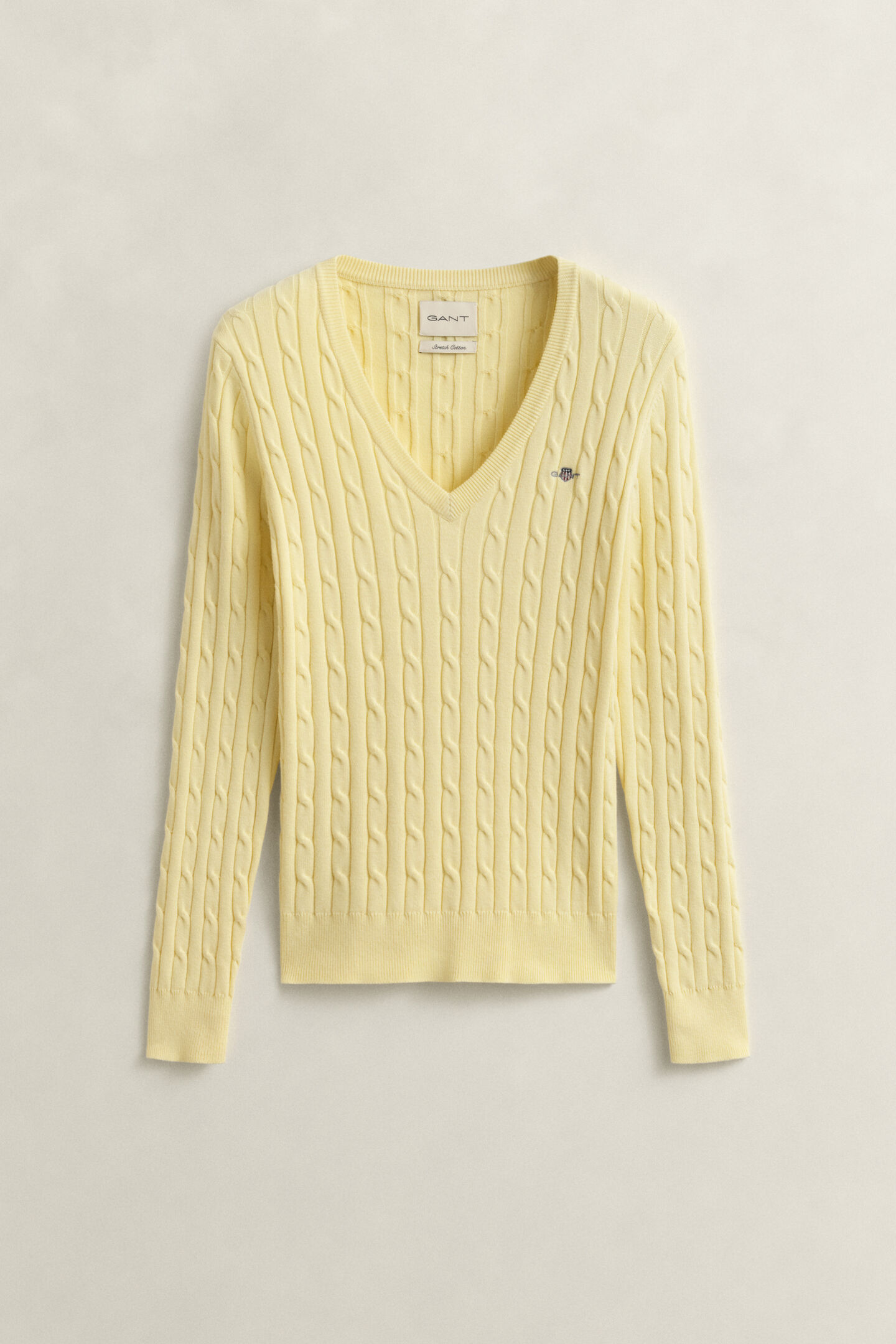 V-Neck Pullover mit Zopfmuster