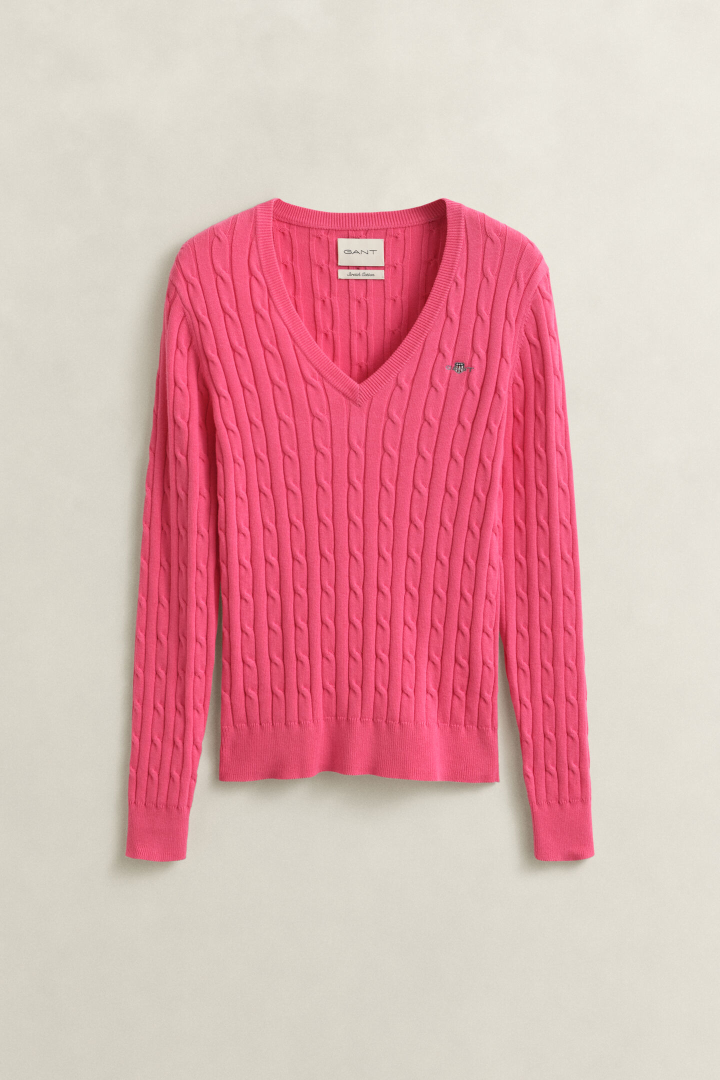 V-Neck Pullover mit Zopfmuster