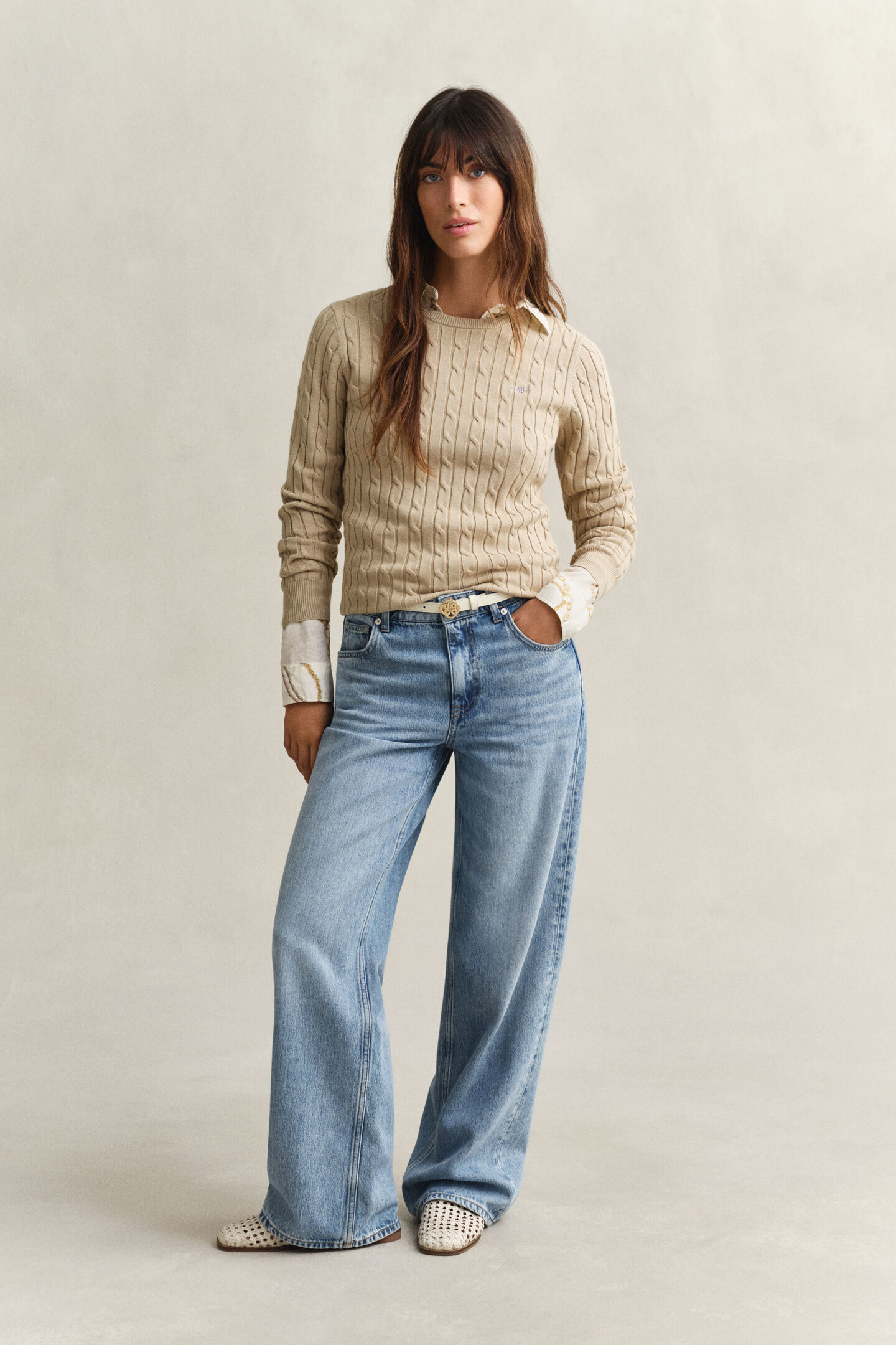 Zopfstrick Rundhalspullover