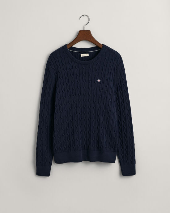 Teens Shield Zopfstrick Rundhalspullover aus Baumwolle