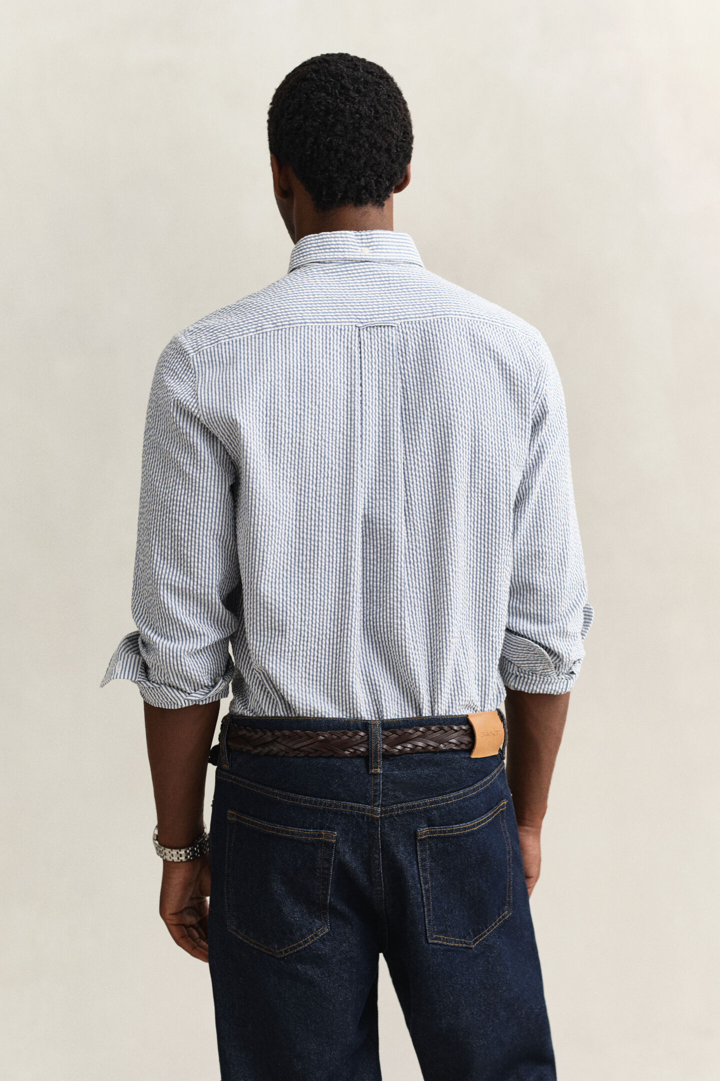 Regular Fit Seersucker Hemd mit Streifen