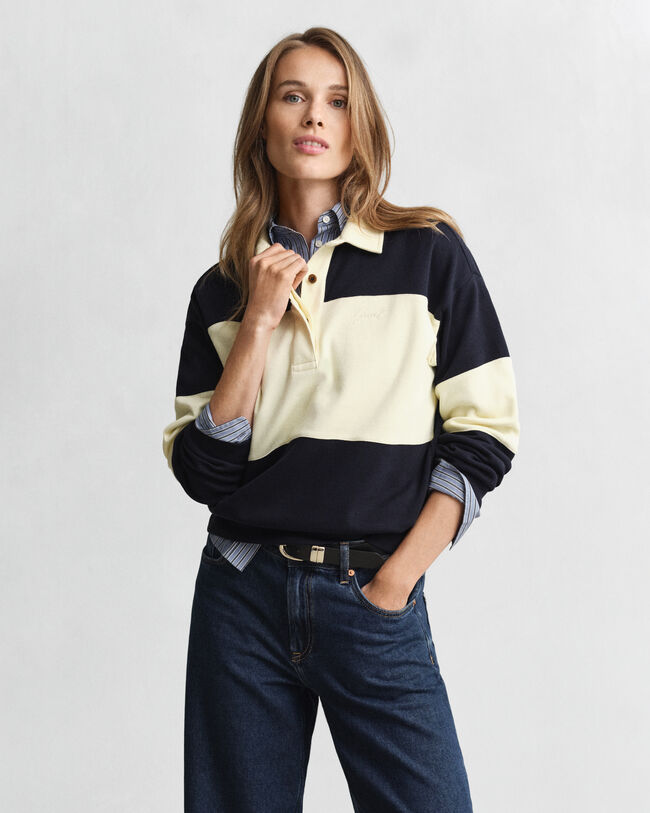 Color Blocked Rugger mit Piqu&eacute;struktur