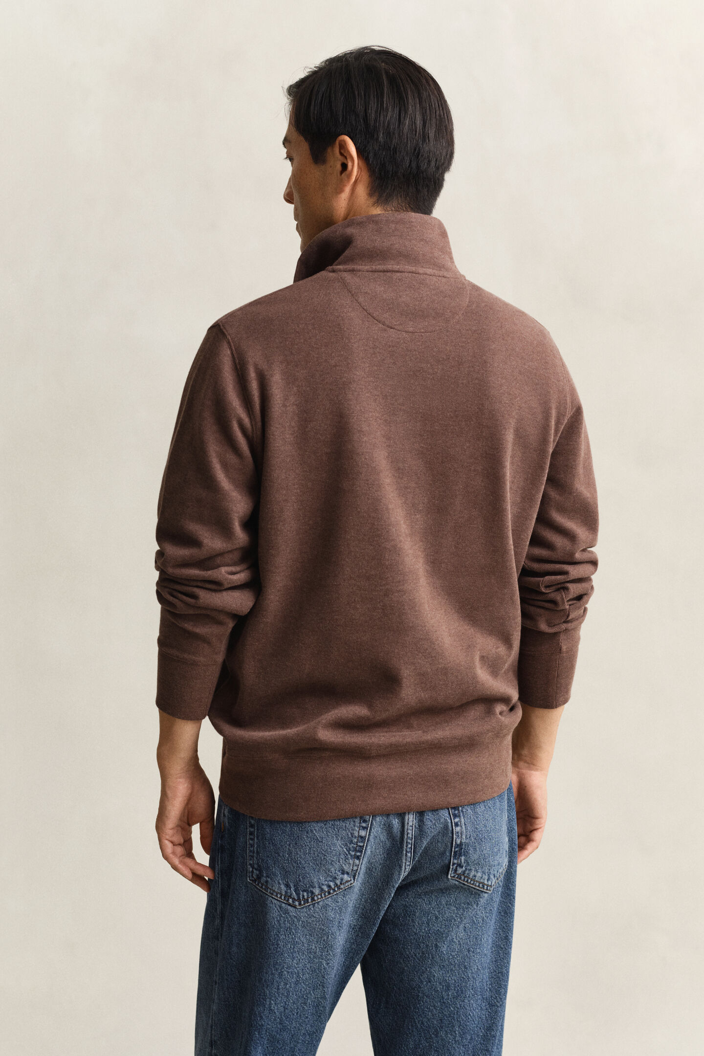 Sacker Rib Sweatshirt mit Rei&szlig;verschlusskragen