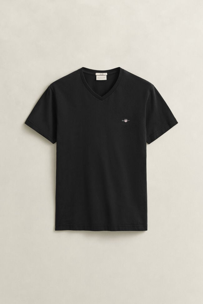 Slim Fit Shield T-Shirt mit V-Ausschnitt