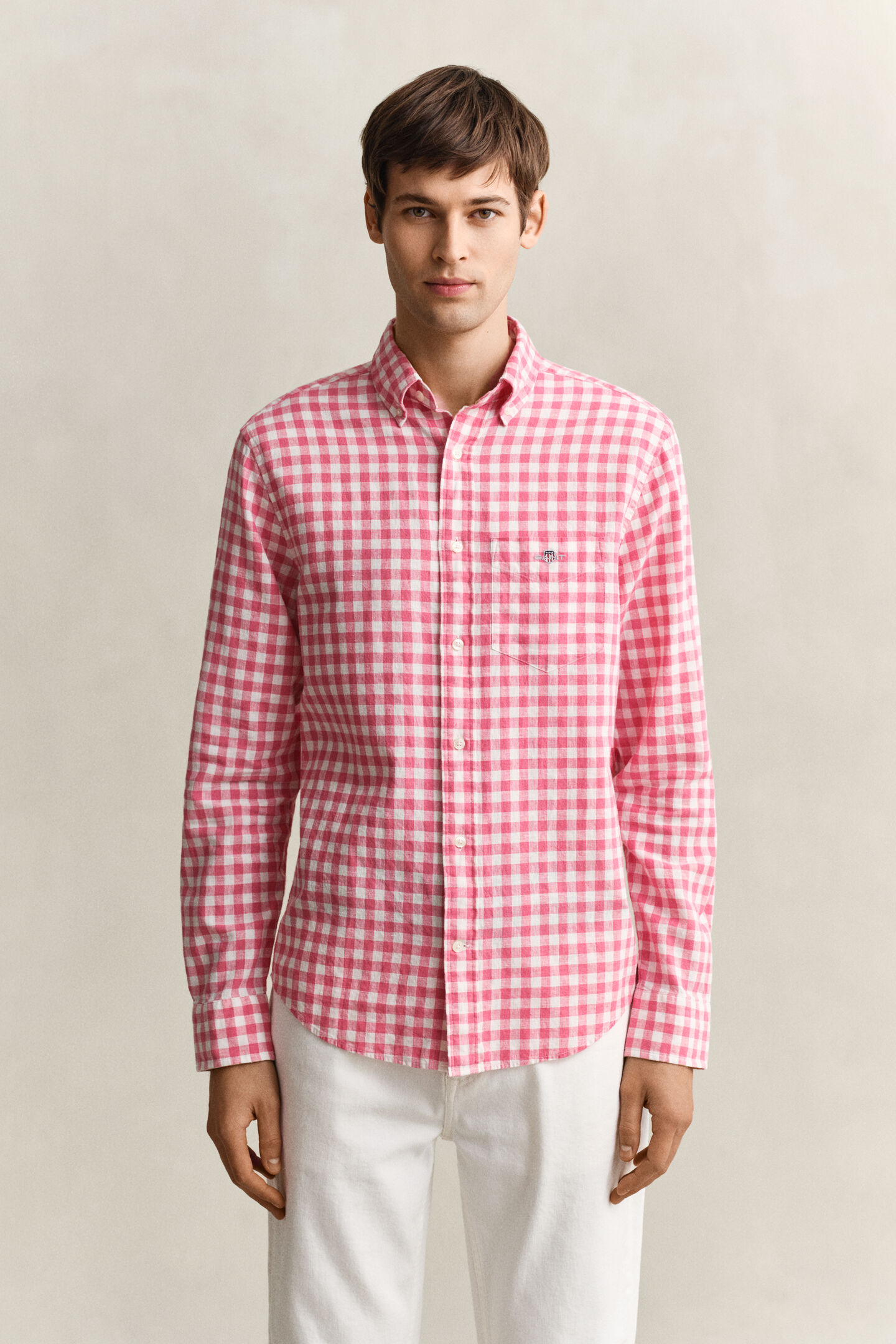 Gingham Hemd aus Leinenmix