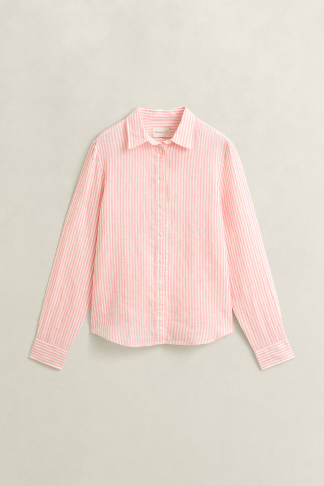 Regular Fit Leinen Bluse mit Streifen