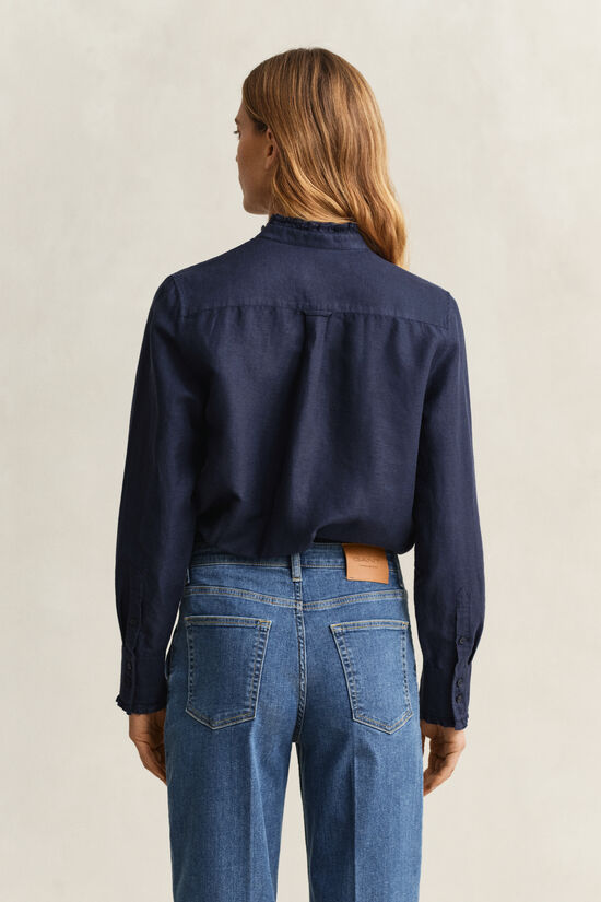 R&uuml;schenbluse aus Leinenmix