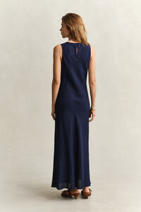 Schr&auml;g geschnittenes Midikleid aus Leinen