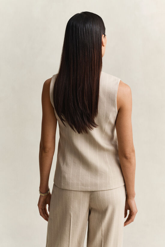 Pinstripe Weste aus Leinenmix