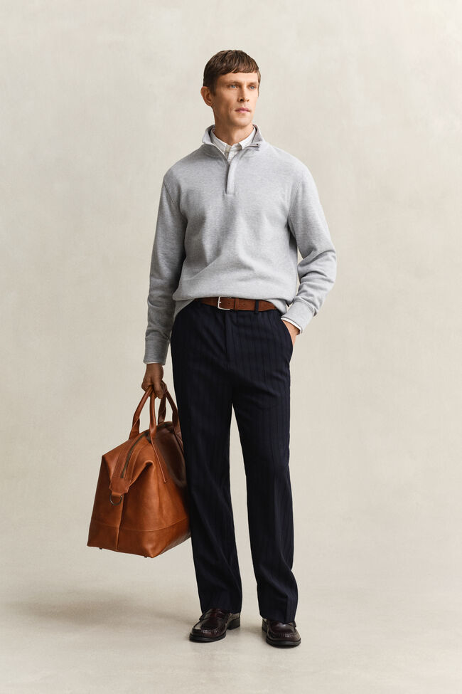 Sacker Rib Sweatshirt mit Rei&szlig;verschlusskragen