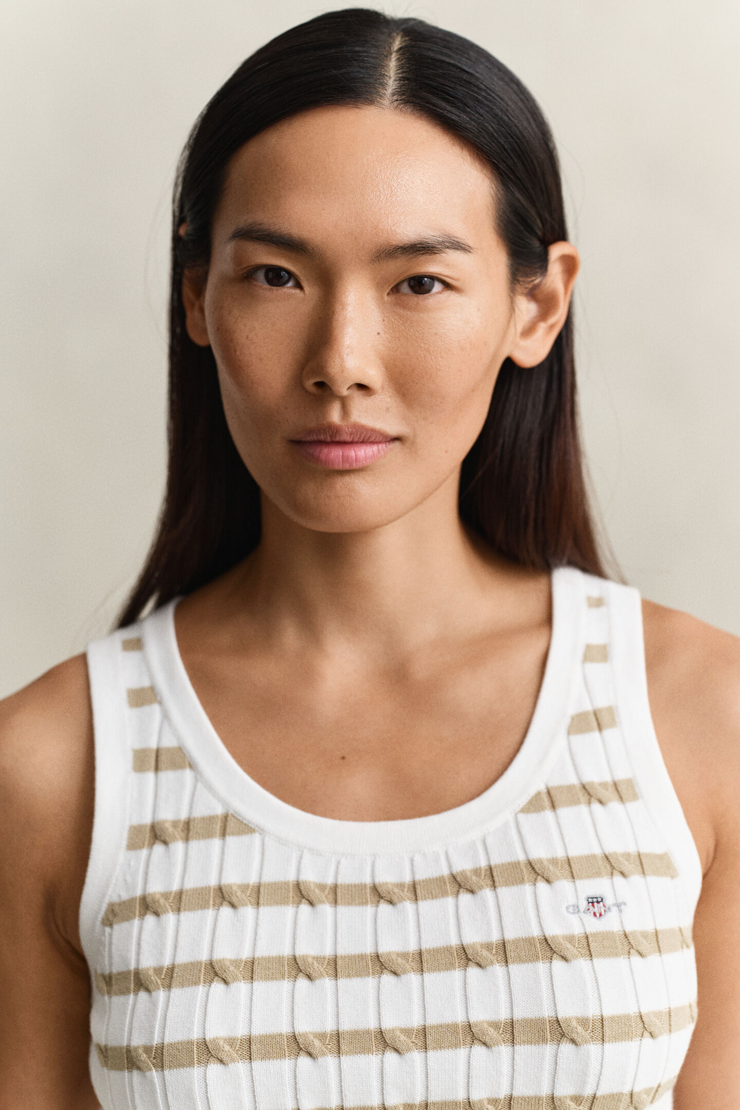 Gestreiftes Zopfstrick Tanktop