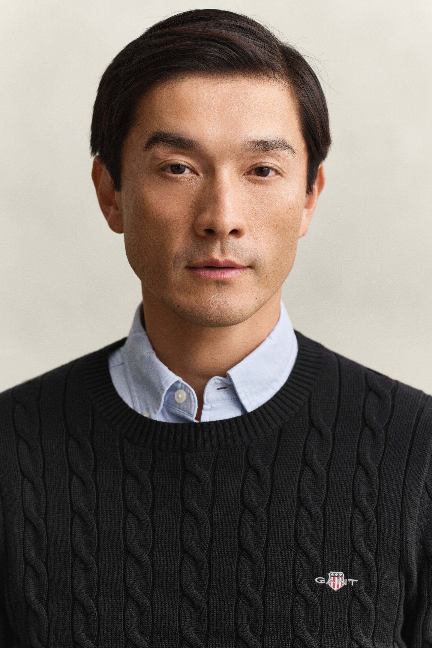 Zopfstrick Rundhalspullover aus Baumwolle